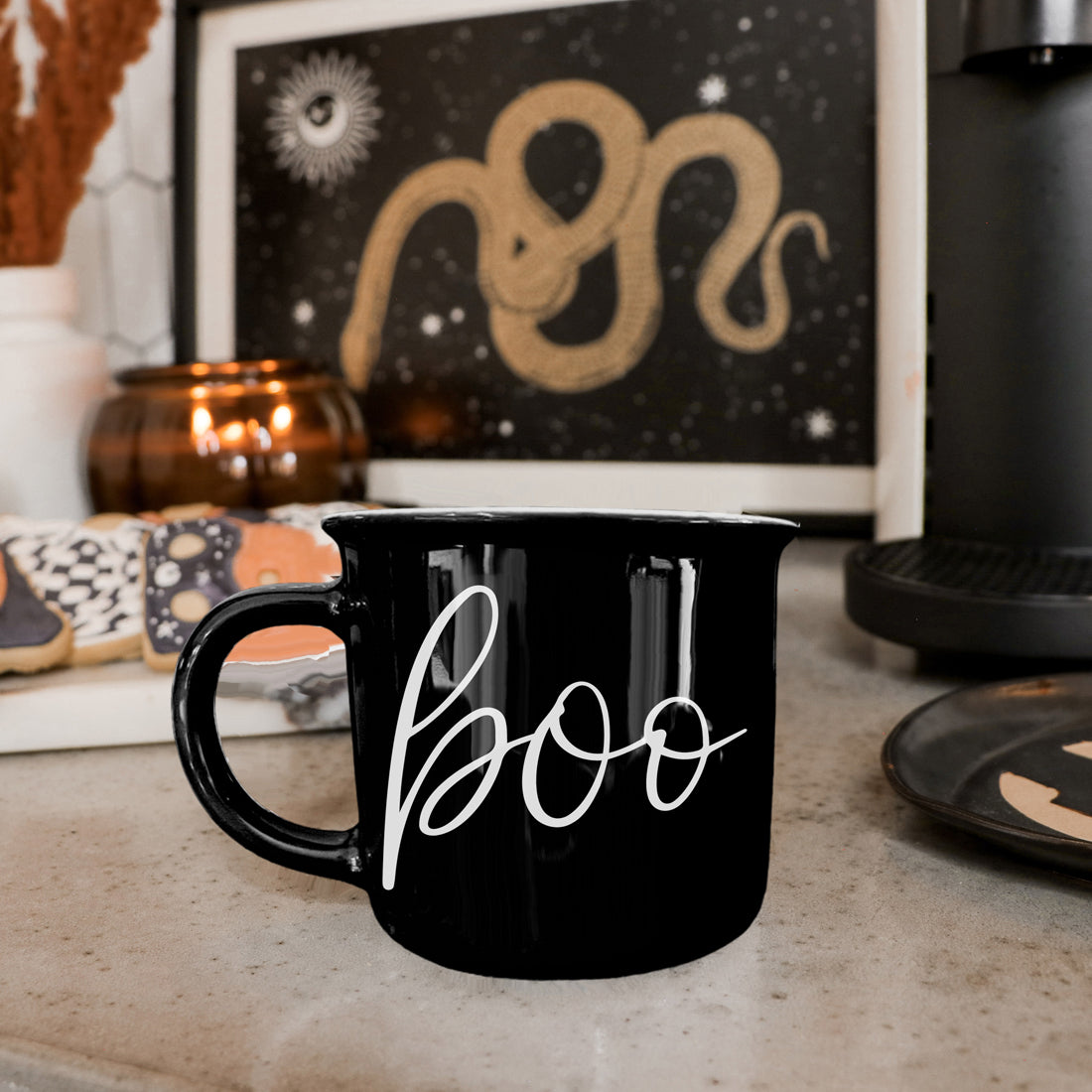 Durable Ceramic BOO Coffee Mug Ghost Design
Halloween Gift Basket Box Ideas
Halloween coffee series
Spooky mug lineup